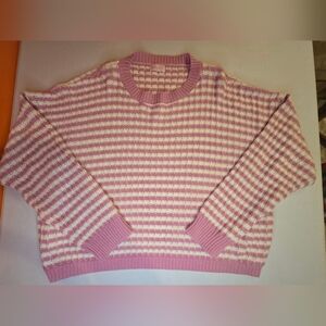 Pink Lily Lavender and Cream Striped Sweater